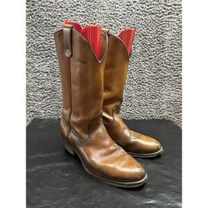 Vintage‎ L.L.BEAN Distressed Brown/Gold Engineer Western Cowboy Boots SIZE 8.5